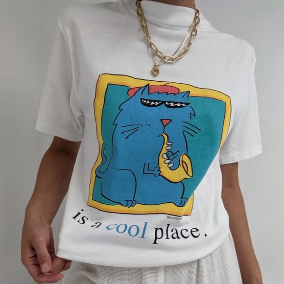 Free People Tops - Vintage Jazz Cat Graphic perfect Tee shirt size small
